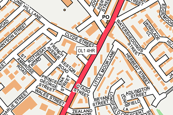 OL1 4HR map - OS OpenMap – Local (Ordnance Survey)