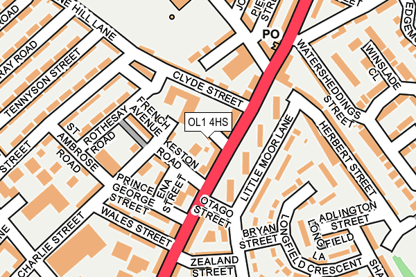 OL1 4HS map - OS OpenMap – Local (Ordnance Survey)