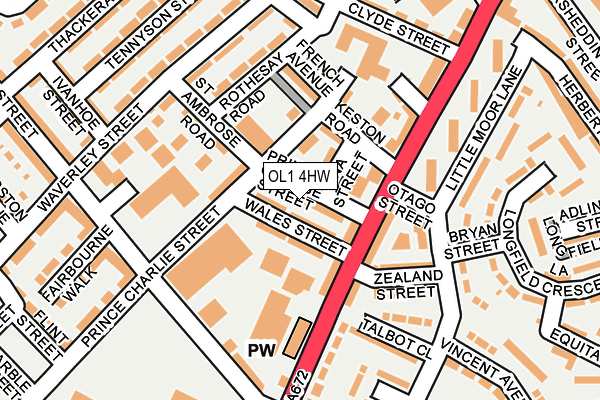OL1 4HW map - OS OpenMap – Local (Ordnance Survey)