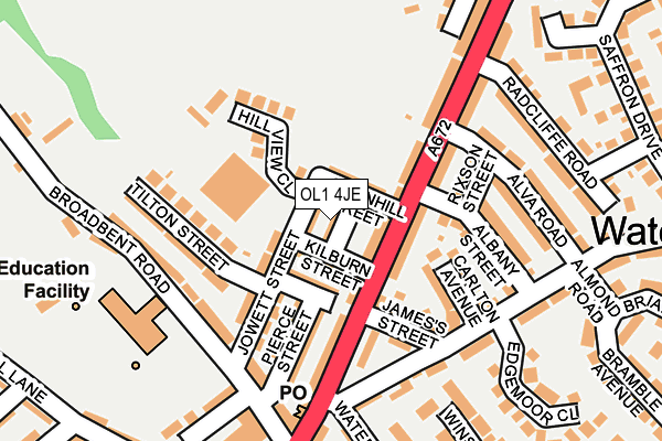 OL1 4JE map - OS OpenMap – Local (Ordnance Survey)