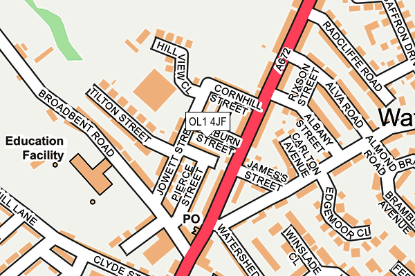 OL1 4JF map - OS OpenMap – Local (Ordnance Survey)