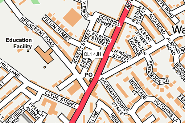 OL1 4JH map - OS OpenMap – Local (Ordnance Survey)