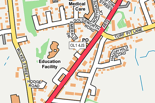 OL1 4JS map - OS OpenMap – Local (Ordnance Survey)