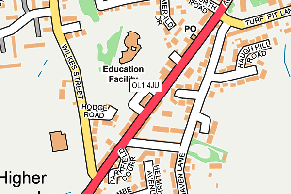 OL1 4JU map - OS OpenMap – Local (Ordnance Survey)