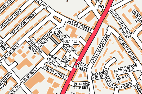 OL1 4JZ map - OS OpenMap – Local (Ordnance Survey)