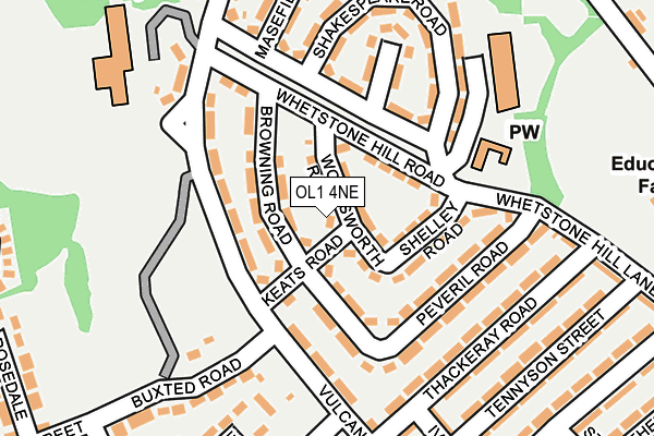 OL1 4NE map - OS OpenMap – Local (Ordnance Survey)