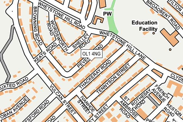 OL1 4NG map - OS OpenMap – Local (Ordnance Survey)