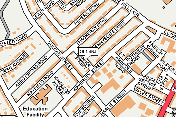 OL1 4NJ map - OS OpenMap – Local (Ordnance Survey)