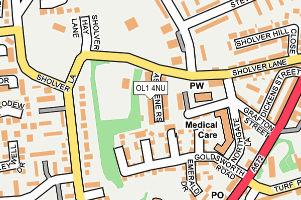 OL1 4NU map - OS OpenMap – Local (Ordnance Survey)