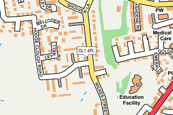 OL1 4PL map - OS OpenMap – Local (Ordnance Survey)