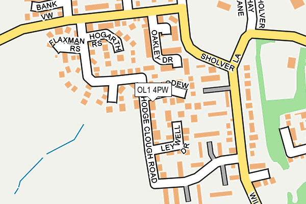 OL1 4PW map - OS OpenMap – Local (Ordnance Survey)