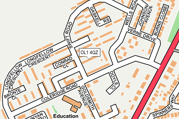 OL1 4QZ map - OS OpenMap – Local (Ordnance Survey)
