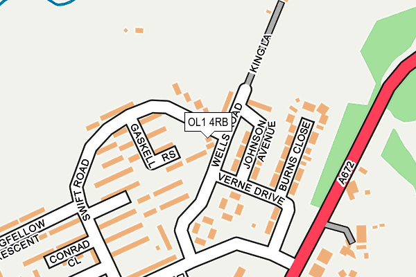OL1 4RB map - OS OpenMap – Local (Ordnance Survey)