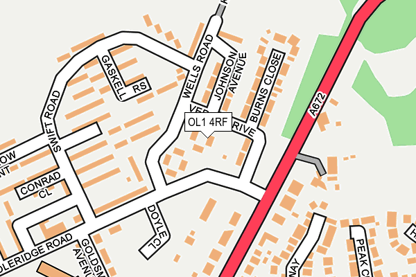 OL1 4RF map - OS OpenMap – Local (Ordnance Survey)