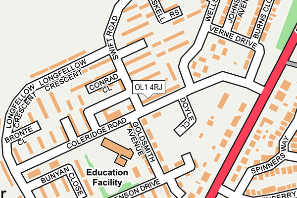 OL1 4RJ map - OS OpenMap – Local (Ordnance Survey)