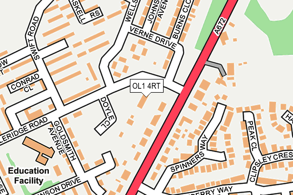 OL1 4RT map - OS OpenMap – Local (Ordnance Survey)