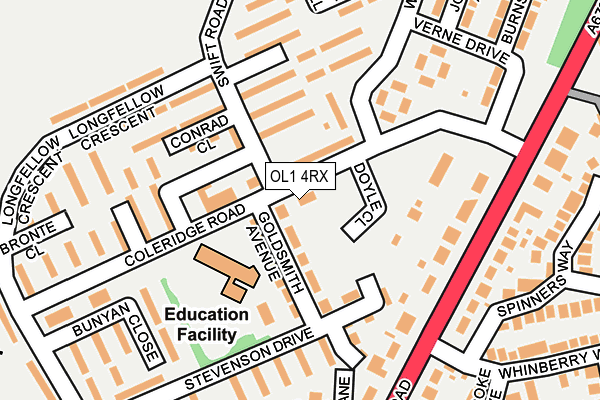 OL1 4RX map - OS OpenMap – Local (Ordnance Survey)