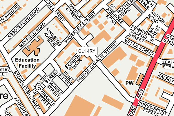 OL1 4RY map - OS OpenMap – Local (Ordnance Survey)