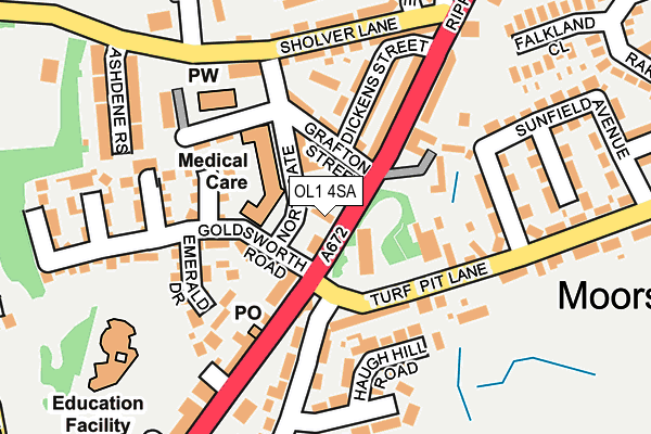 OL1 4SA map - OS OpenMap – Local (Ordnance Survey)