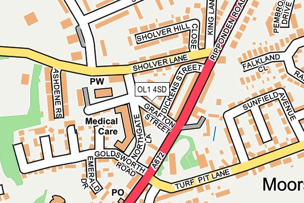 OL1 4SD map - OS OpenMap – Local (Ordnance Survey)