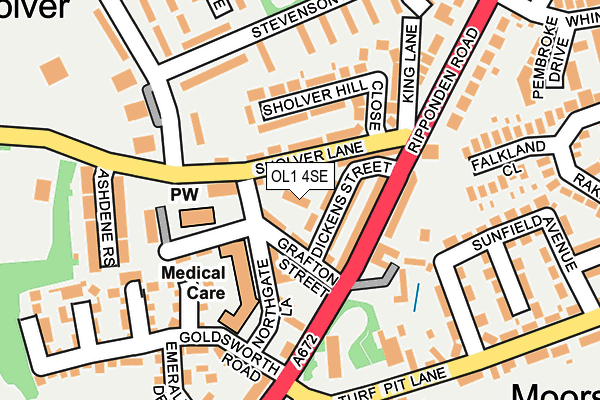 OL1 4SE map - OS OpenMap – Local (Ordnance Survey)