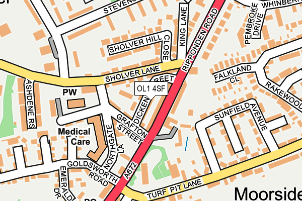 OL1 4SF map - OS OpenMap – Local (Ordnance Survey)