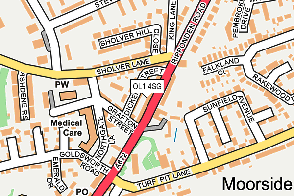 OL1 4SG map - OS OpenMap – Local (Ordnance Survey)