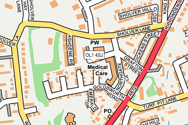 OL1 4SJ map - OS OpenMap – Local (Ordnance Survey)