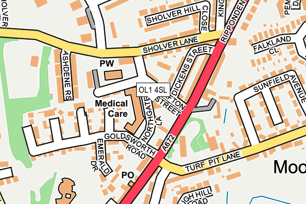 OL1 4SL map - OS OpenMap – Local (Ordnance Survey)