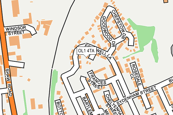 OL1 4TA map - OS OpenMap – Local (Ordnance Survey)