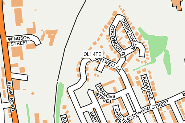 OL1 4TE map - OS OpenMap – Local (Ordnance Survey)
