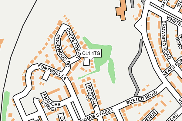 OL1 4TG map - OS OpenMap – Local (Ordnance Survey)
