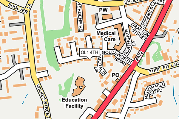 OL1 4TH map - OS OpenMap – Local (Ordnance Survey)