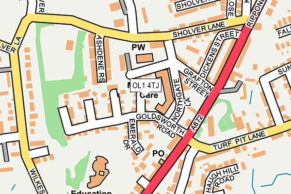 OL1 4TJ map - OS OpenMap – Local (Ordnance Survey)