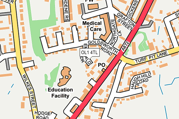 OL1 4TL map - OS OpenMap – Local (Ordnance Survey)