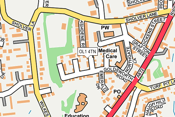 OL1 4TN map - OS OpenMap – Local (Ordnance Survey)