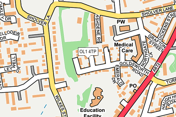 OL1 4TP map - OS OpenMap – Local (Ordnance Survey)
