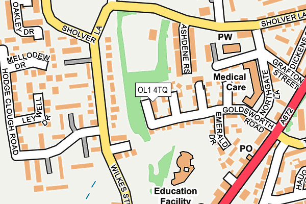 OL1 4TQ map - OS OpenMap – Local (Ordnance Survey)