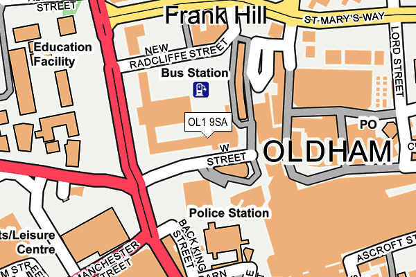 OL1 9SA map - OS OpenMap – Local (Ordnance Survey)