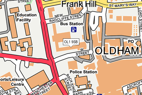 OL1 9SB map - OS OpenMap – Local (Ordnance Survey)