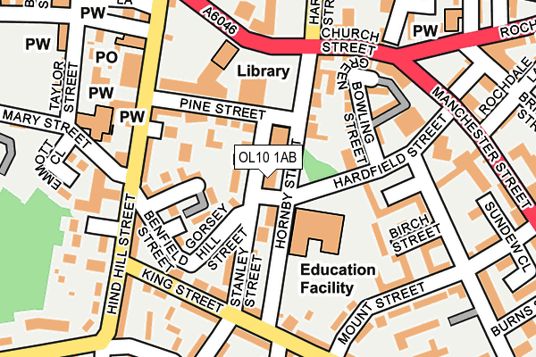 OL10 1AB map - OS OpenMap – Local (Ordnance Survey)