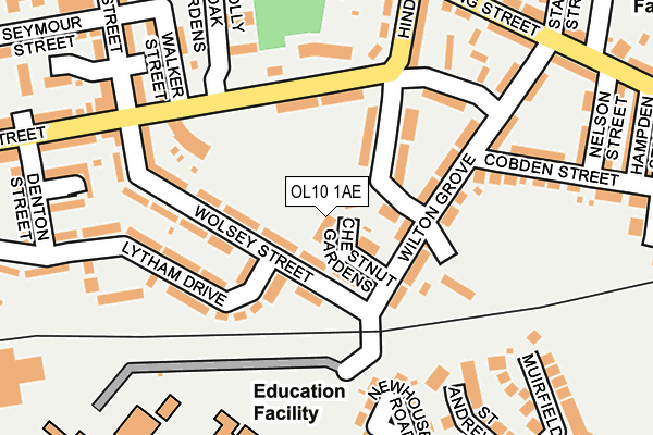 OL10 1AE map - OS OpenMap – Local (Ordnance Survey)