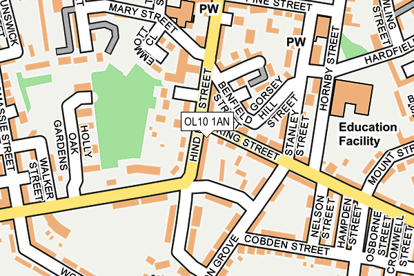 OL10 1AN map - OS OpenMap – Local (Ordnance Survey)