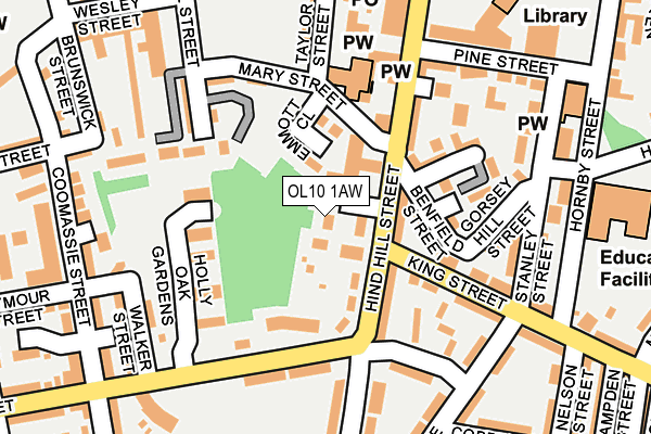 OL10 1AW map - OS OpenMap – Local (Ordnance Survey)