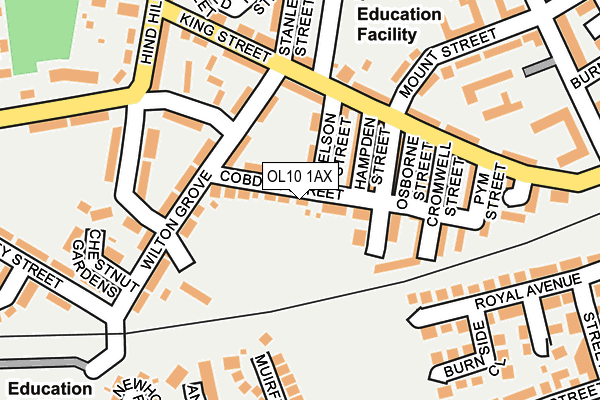 OL10 1AX map - OS OpenMap – Local (Ordnance Survey)