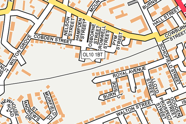 OL10 1BT map - OS OpenMap – Local (Ordnance Survey)