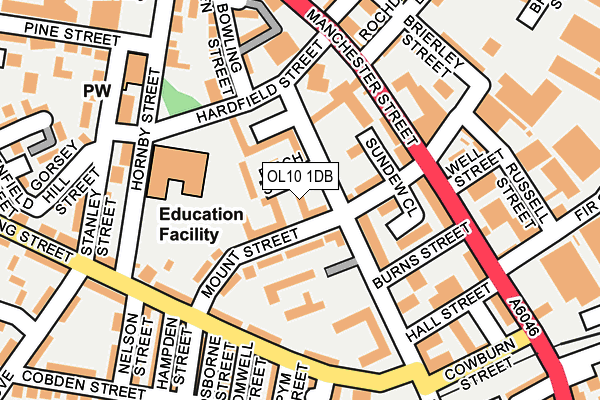 OL10 1DB map - OS OpenMap – Local (Ordnance Survey)