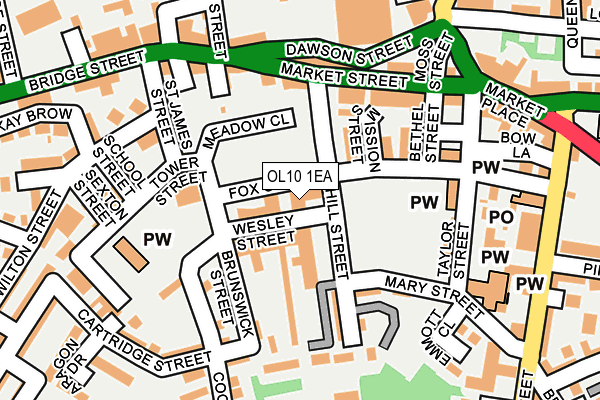 OL10 1EA map - OS OpenMap – Local (Ordnance Survey)