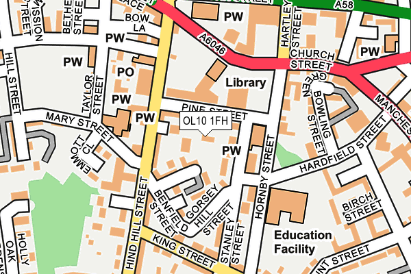 OL10 1FH map - OS OpenMap – Local (Ordnance Survey)