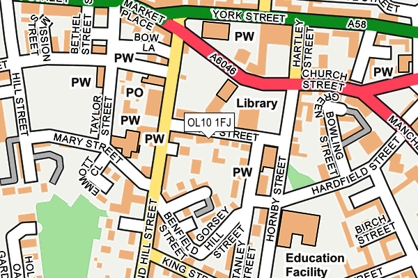 OL10 1FJ map - OS OpenMap – Local (Ordnance Survey)